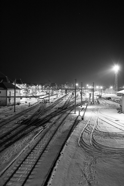 Snow and Train Station